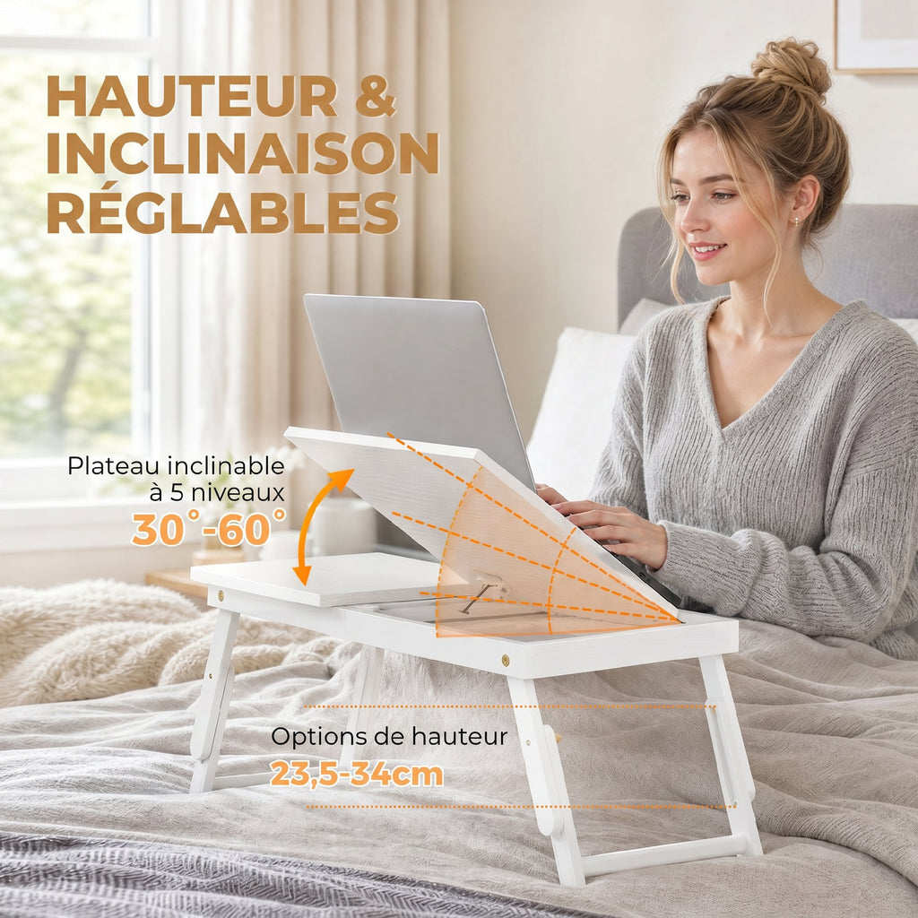 Table de lit pliable et réglable, plateau de lit pour ordinateur portable en bambou plateau inclinab – product view 5 | SeeMyMails Marketplace