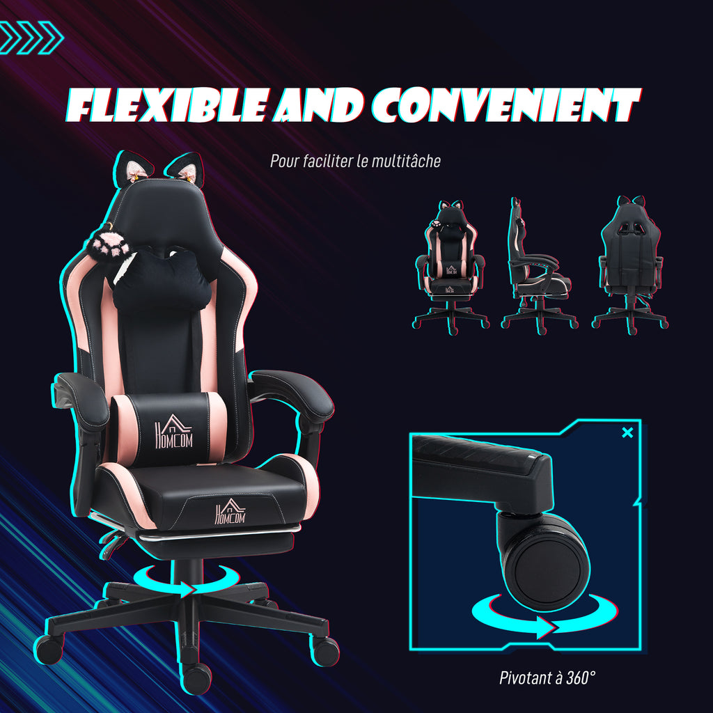 Chaise gaming ergonomique avec Oreilles de Chat, fauteuil gamer avec dossier inclinable, 65 x 62 x 1 – product view 3 | SeeMyMails Marketplace