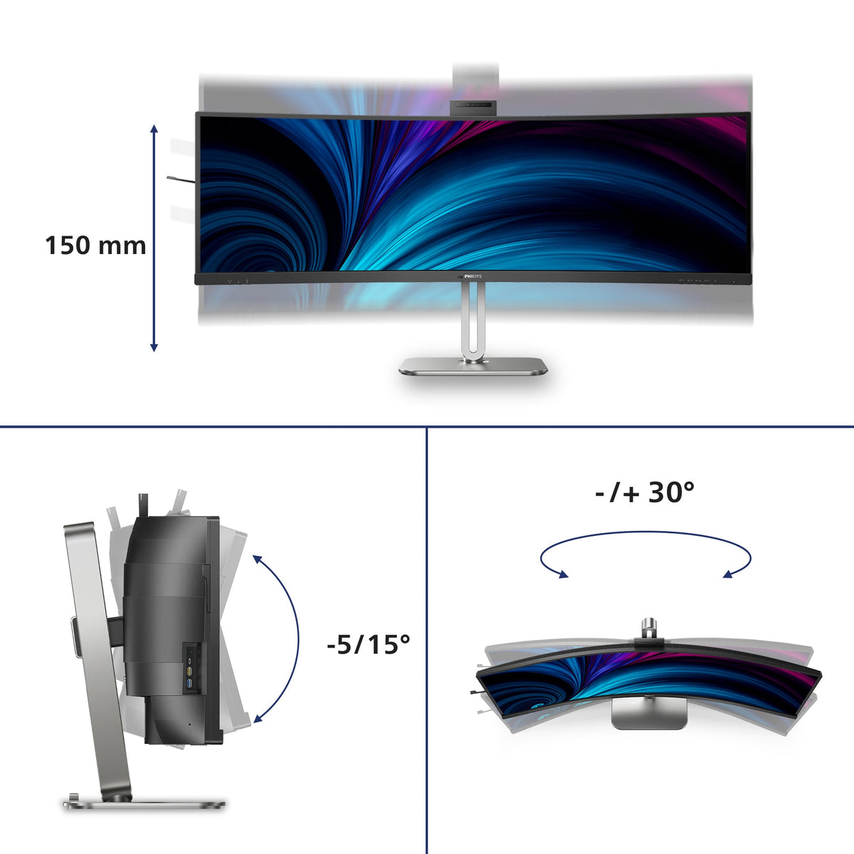 Philips 5000 series 49B2U5900CH/75 computer monitor 124 cm (48.8") 5120 x 1440 pixels Dual QHD LCD B – product view 4 | SeeMyMails Marketplace