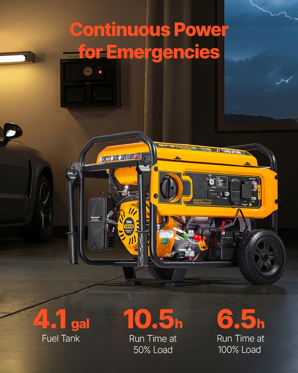 Portable Generator, Gasoline 4650W Peak Watt & LPG 4130W Peak Watt Dual Fuel Generator, Home Backup  – product image 3 | SeeMyMails Marketplace