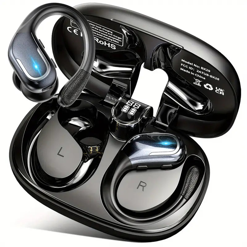 Wireless Sports Earbuds with Pure Bass Sound and LED Display - Black – product view 4 | SeeMyMails Marketplace