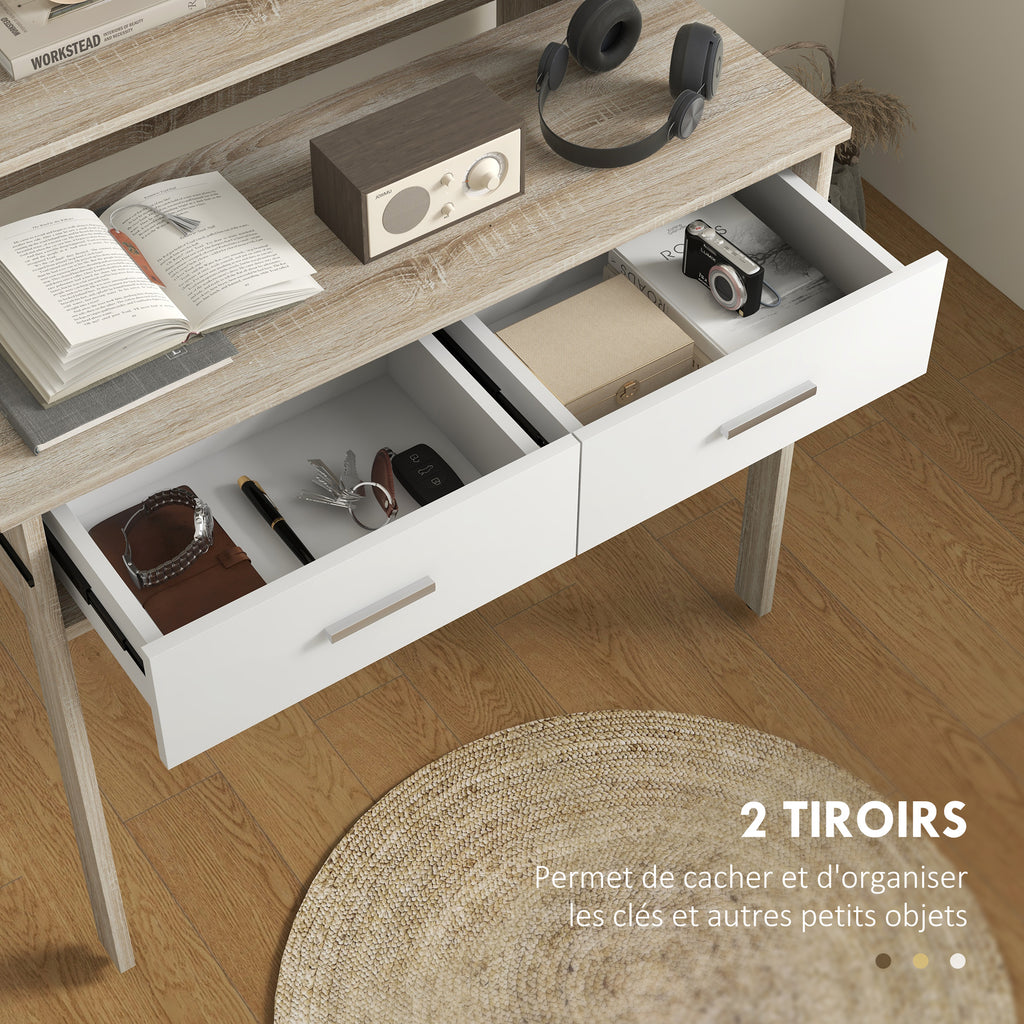Table console avec plateau coulissant et 2 tiroirs, table de couloir avec rangement, 95l x 35P x 87H – product image 2 | SeeMyMails Marketplace