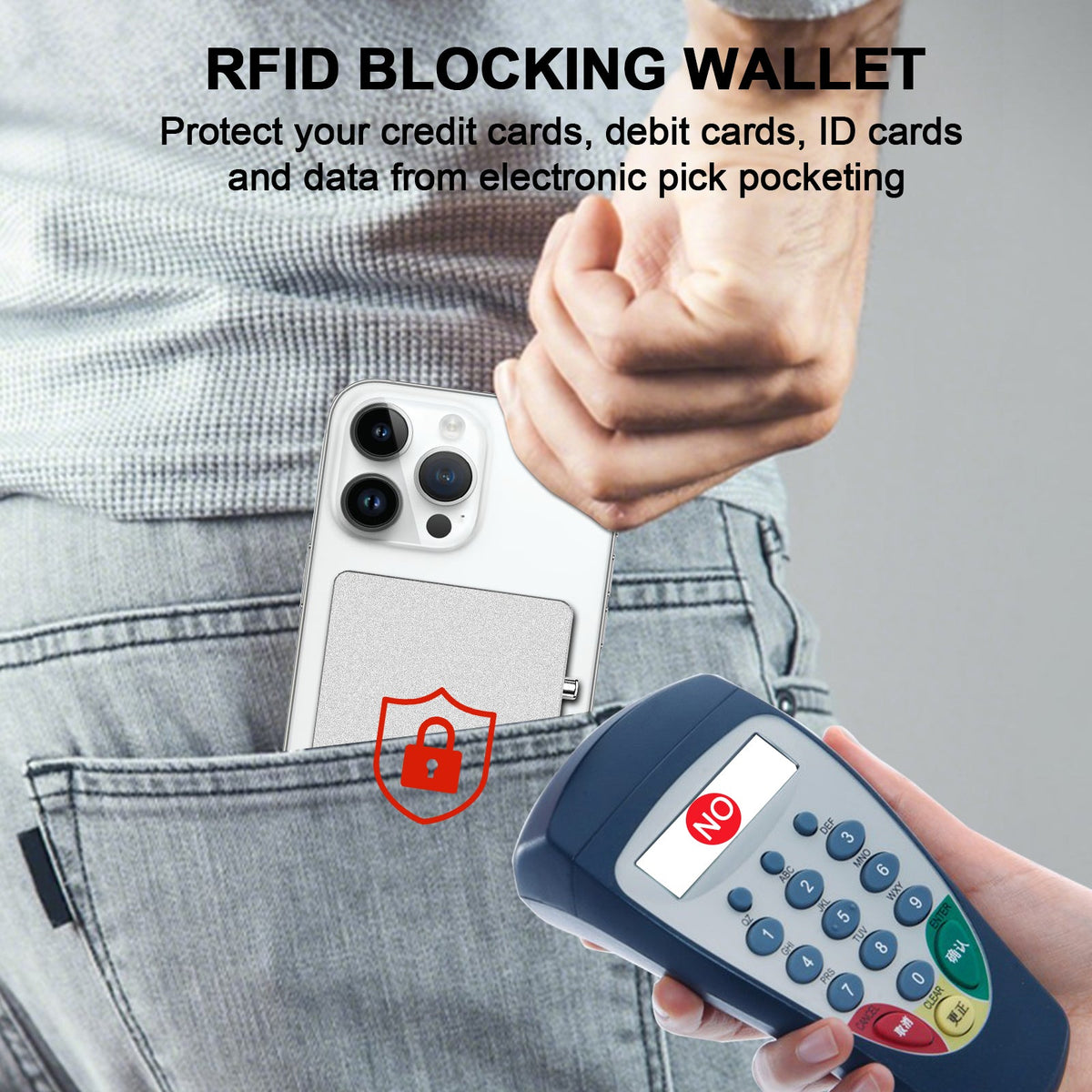 RFID Blocking Wallet Minimalist Slim Card Holder for Magsafe with Adjustable Stand, Metal Pop Up Mag – product view 8 | SeeMyMails Marketplace