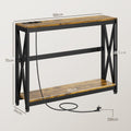 Console meuble étroite à 2 niveaux style industriel avec prises de courant et USB, 100 x 24 x 75 cm, | SeeMyMails Marketplace