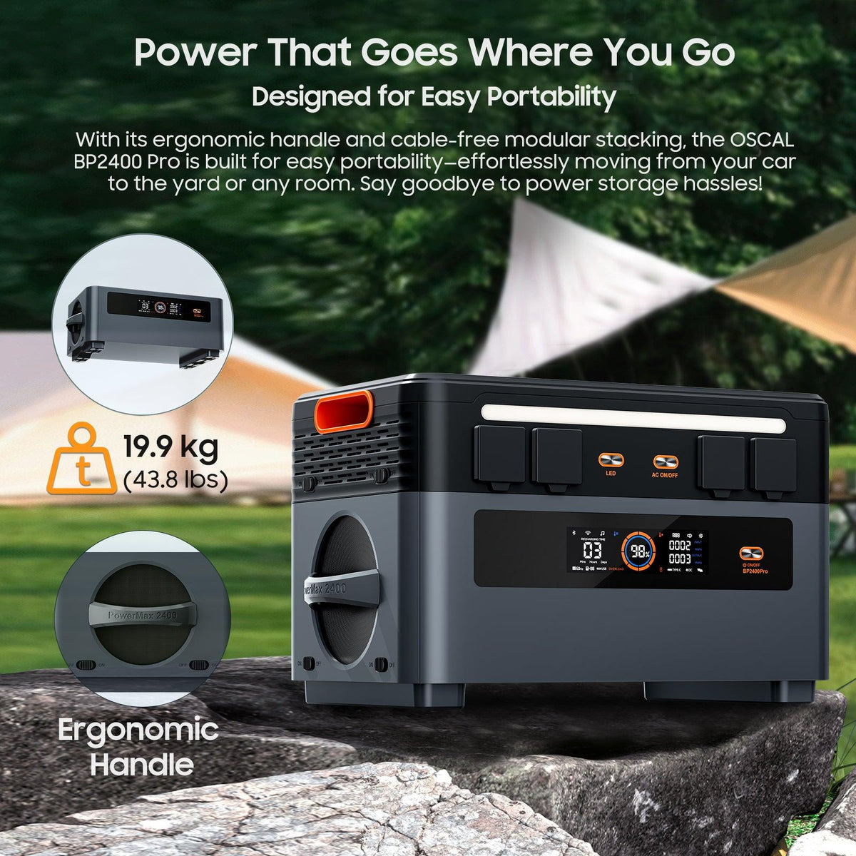 OSCAL PowerMax 1872Wh Portable Power Station with 2400W Output & Expandable Battery System – product image 3 | SeeMyMails Marketplace