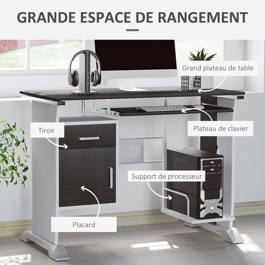 Bureau d'ordinateur, 100 x 52 x 75 cm, bureau avec tablette coulissante pour clavier, tiroirs et sup – product image 9 | SeeMyMails Marketplace