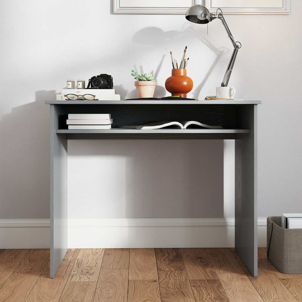 Bureau informatique sobre épuré compact avec 1 étagère, panneaux de particules, dim. 90l x 50P x 74H – product view 5 | SeeMyMails Marketplace