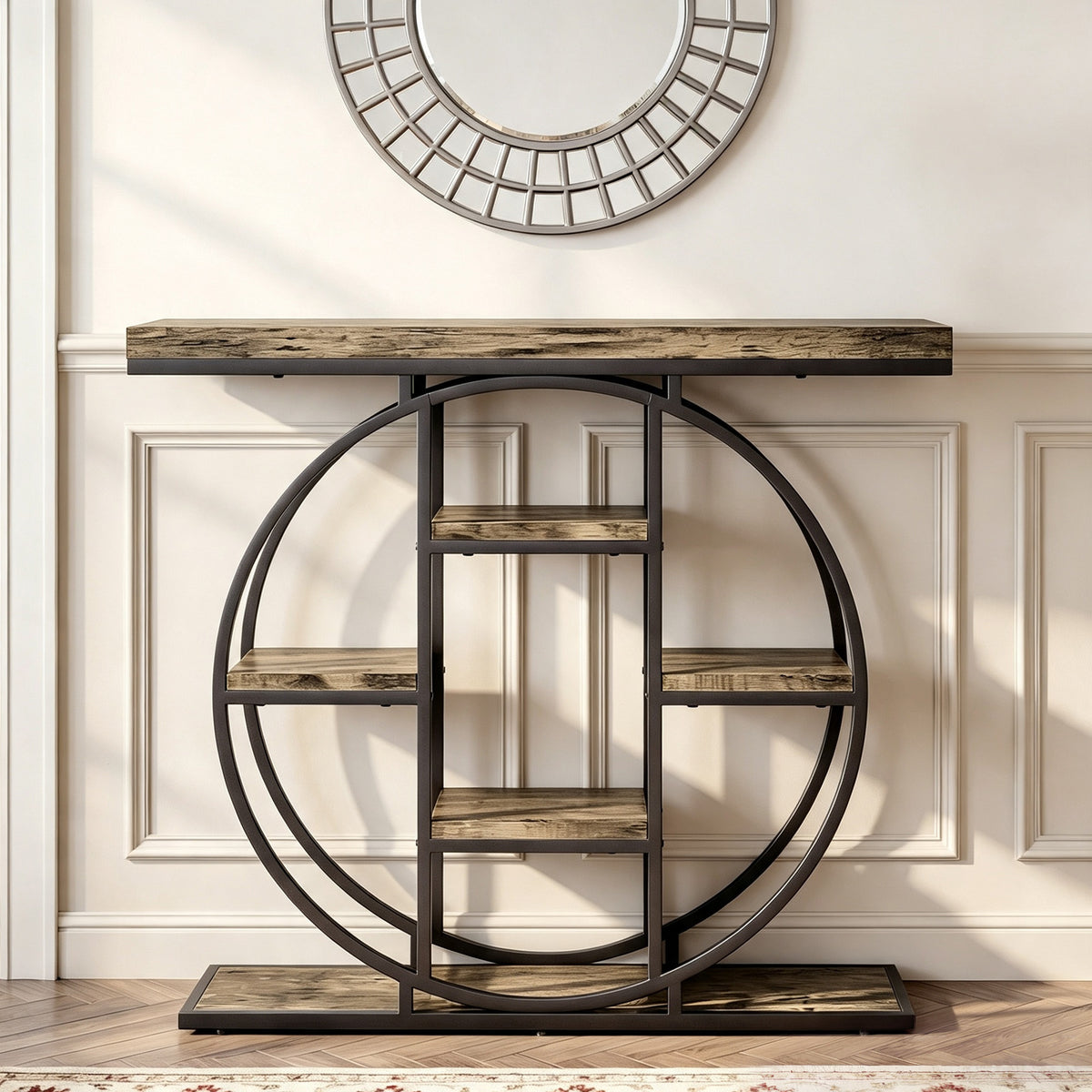 Table Console d'Entrée Meuble d'Entrée Industrielle 6 Étagères Rangement Plateau 4cm 100 x 30 x 81,5 – product image 4 | SeeMyMails Marketplace