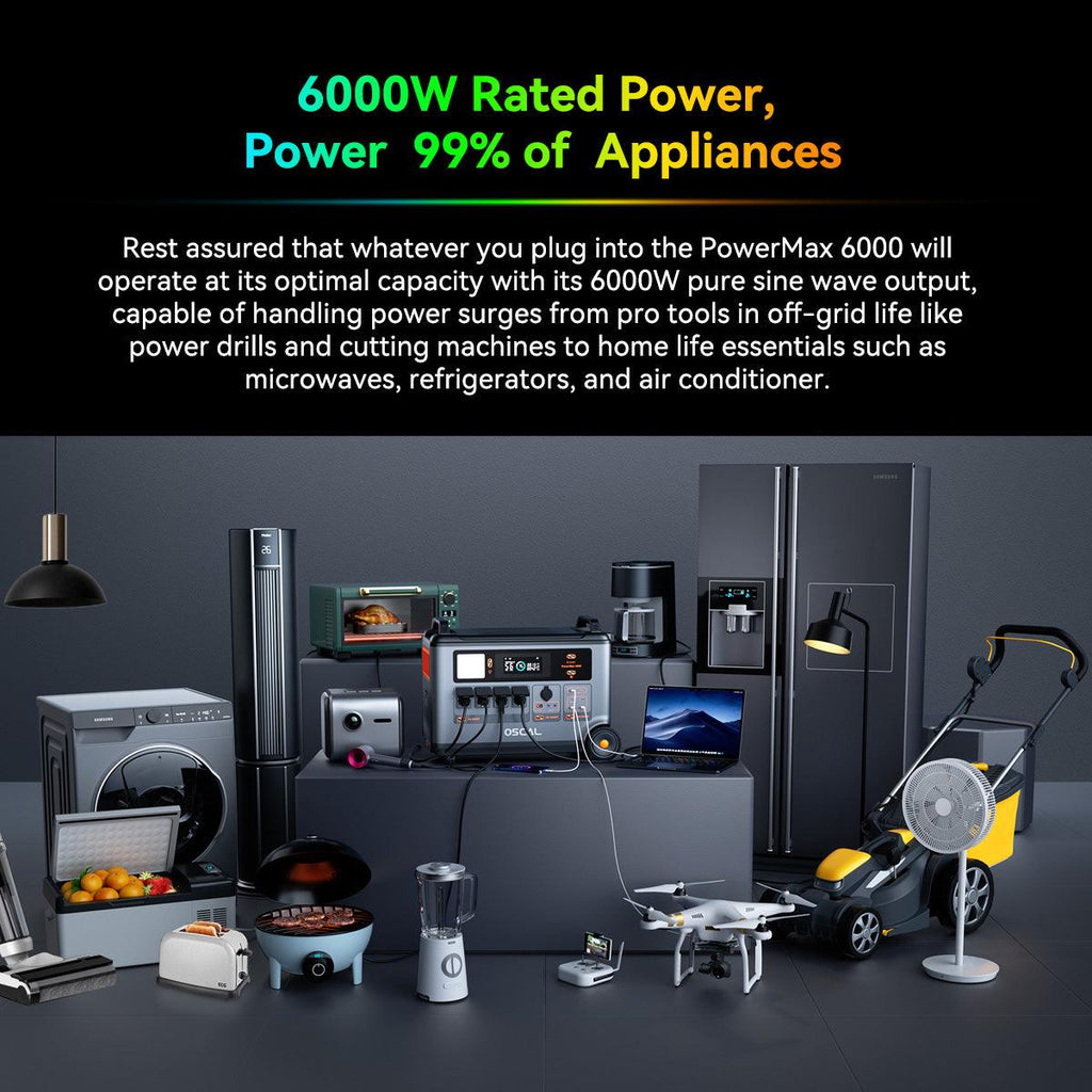 OSCAL PowerMax 6000 Expandable Portable Power Station 3600Wh LiFePO4 Solar Generator – product image 5 | SeeMyMails Marketplace