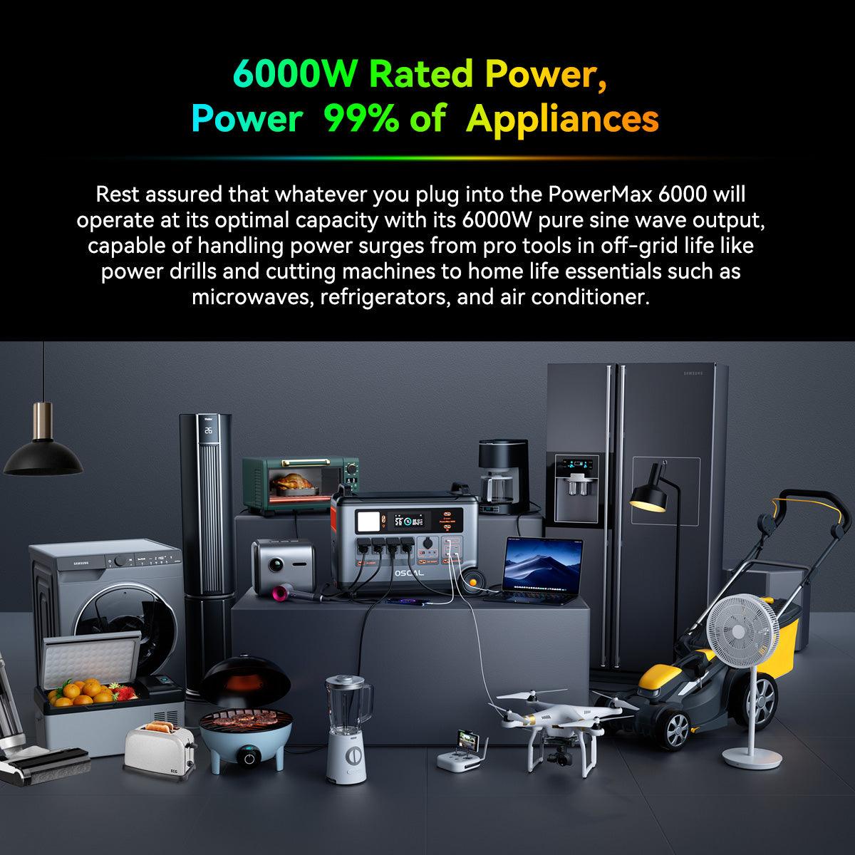 OSCAL PowerMax 6000 Expandable Portable Power Station 3600Wh LiFePO4 Solar Generator – product image 5 | SeeMyMails Marketplace
