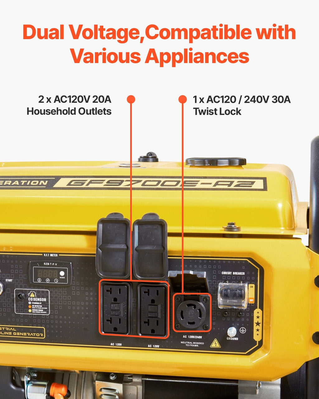 Portable Generator, 9625W Peak Watt Home Generator, Backup Generators For Home With Foldable Handle, – product image 5 | SeeMyMails Marketplace