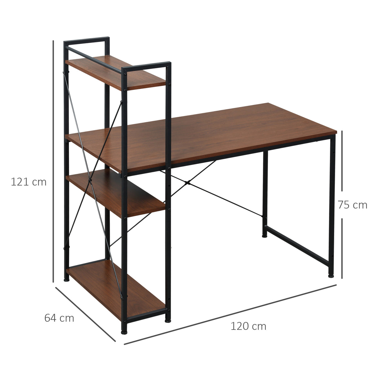 Bureau d'angle avec rangement design Industriel avec bibliothèque 3 étagères panneaux particules asp – product image 5 | SeeMyMails Marketplace