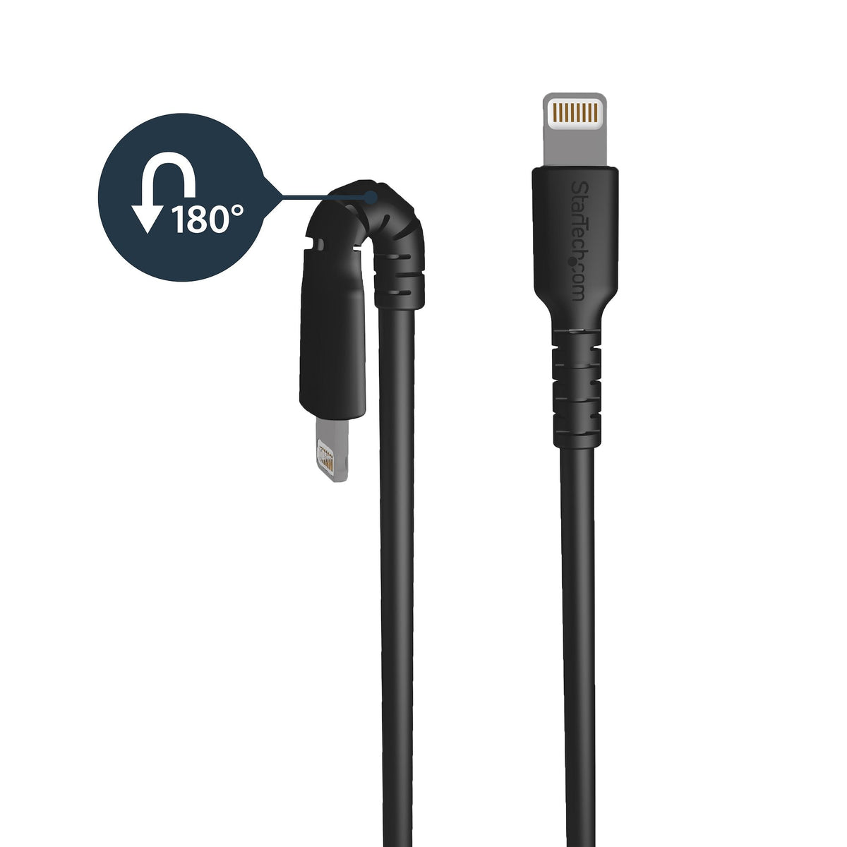 Star Tech 3 foot (1m) Durable Black USB-A to Lightning Cable - Heavy Duty Rugged Aramid Fiber USB Ty – product view 2 | SeeMyMails Marketplace