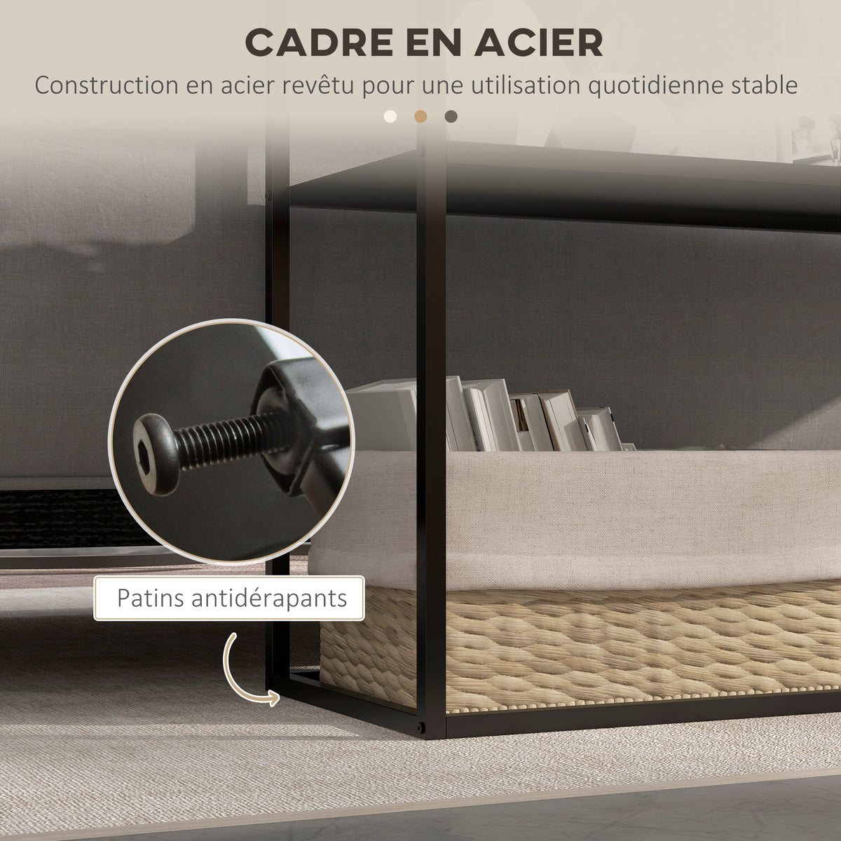 Table console table d'appoint d'entrée minimaliste industrielle 2 étagères 90 x 30 x 75 cm acier noi – product image 3 | SeeMyMails Marketplace