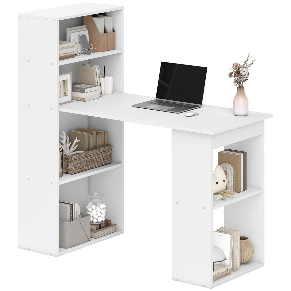 Bureau informatique, bureau avec rangement, 6 compartments ouverts, table d'ordinateur pour chambre, – product view 3 | SeeMyMails Marketplace