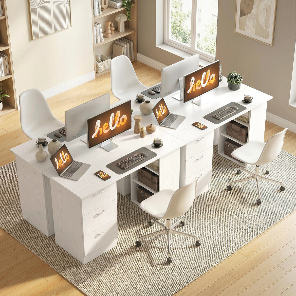 Bureau d'ordinateur avec 3 tiroirs et 3 étagères ouvertes, 120x49x72cm, bureau avec rangement révers – product image 5 | SeeMyMails Marketplace