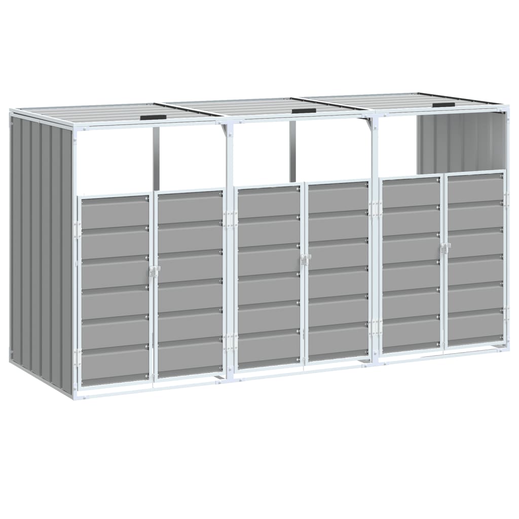 NNEVL Wheelie Bin Storage for Triple Bins Grey 216x81x115 cm Steel – product image 4 | SeeMyMails Marketplace