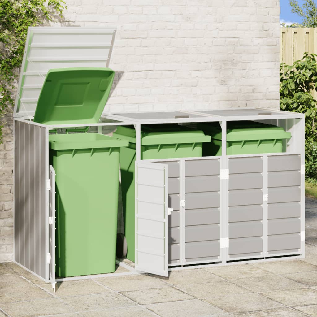 NNEVL Wheelie Bin Storage for Triple Bins Grey 216x81x115 cm Steel – product image 5 | SeeMyMails Marketplace