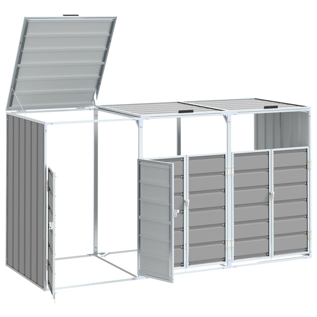 NNEVL Wheelie Bin Storage for Triple Bins Grey 216x81x115 cm Steel | SeeMyMails Marketplace