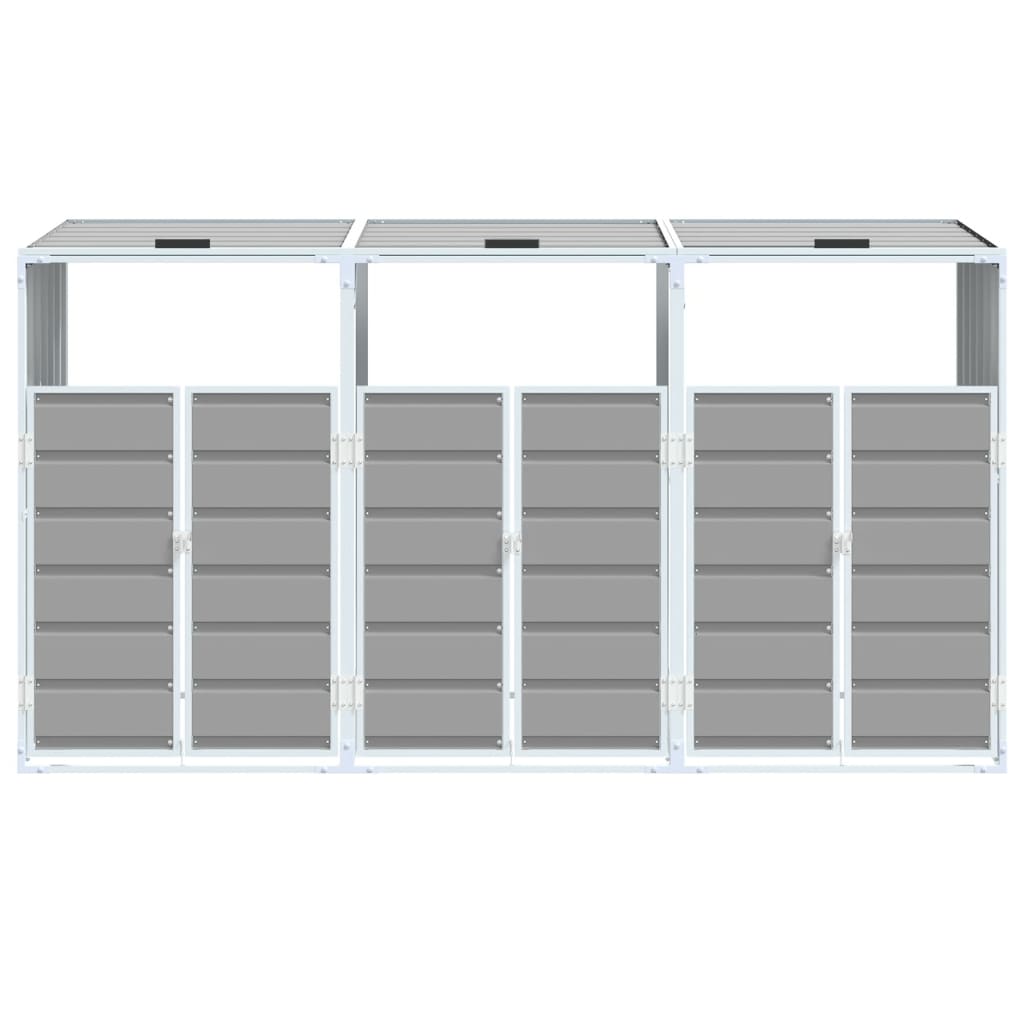 NNEVL Wheelie Bin Storage for Triple Bins Grey 216x81x115 cm Steel – product image 2 | SeeMyMails Marketplace