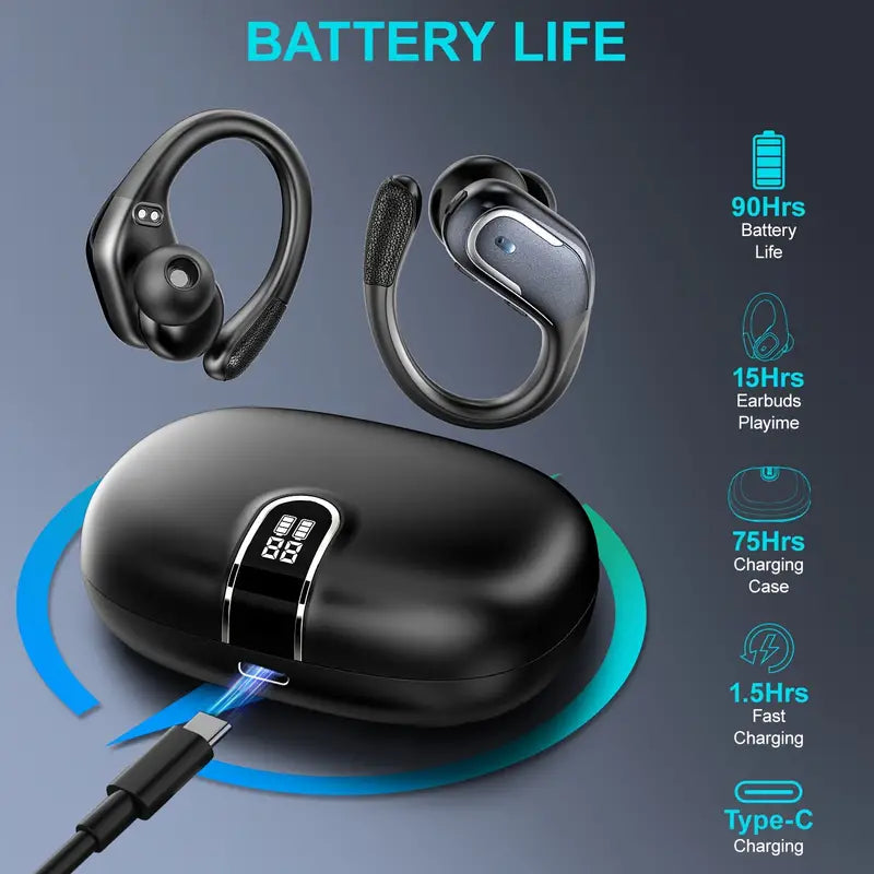 Wireless Sports Earbuds with Pure Bass Sound and LED Display - Black | SeeMyMails Marketplace