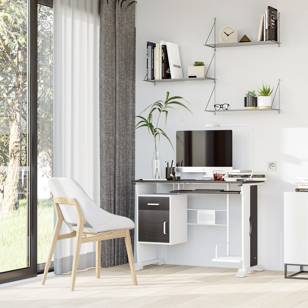 Bureau d'ordinateur, 100 x 52 x 75 cm, bureau avec tablette coulissante pour clavier, tiroirs et sup – product image 6 | SeeMyMails Marketplace