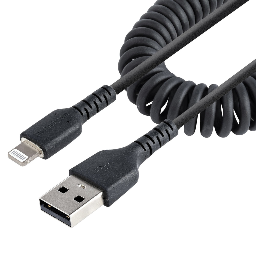 Star Tech 50cm (20in) USB to Lightning Cable, MFi Certified, Coiled iPhone Charger Cable, Black, Dur | SeeMyMails Marketplace