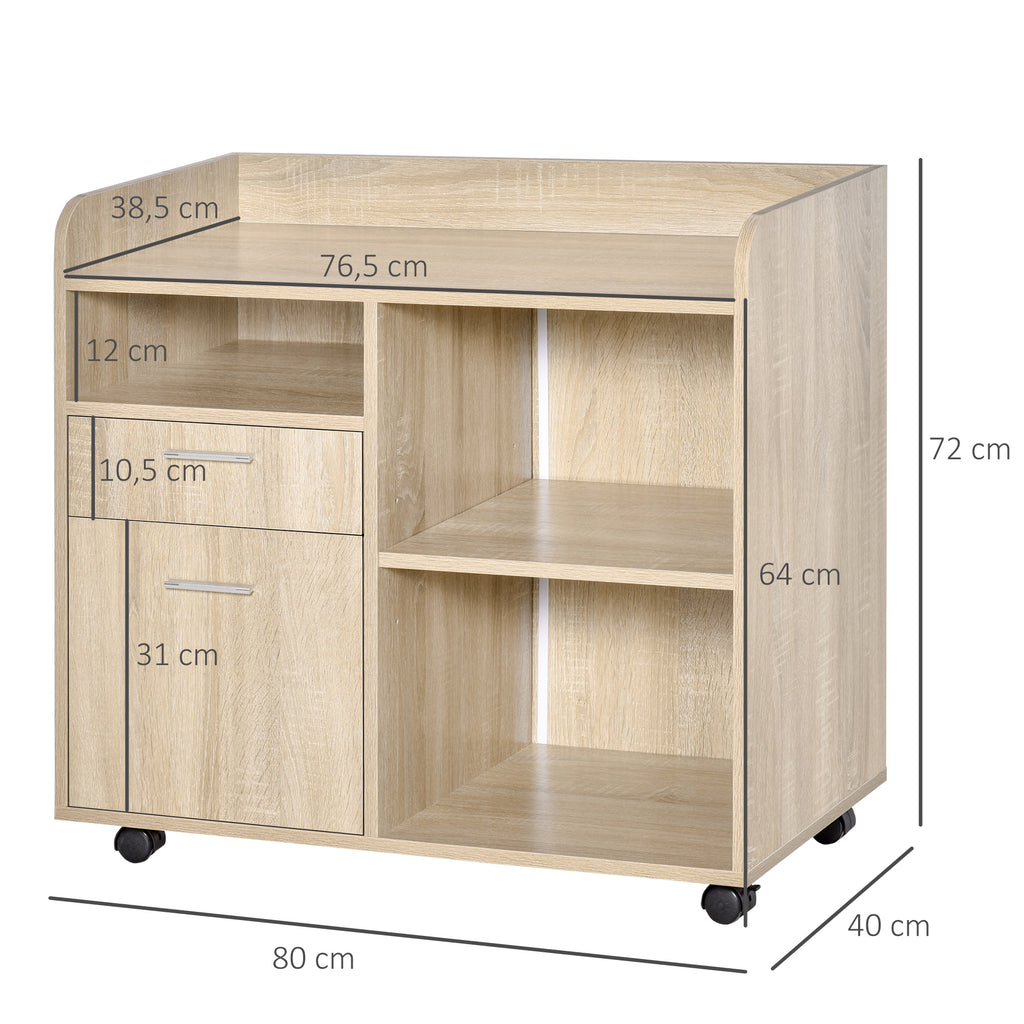 Support d'imprimante - Caisson d'organisation de Bureau Roulant - Dim. 80l x 40P x 72H cm en Bois Ch – product image 4 | SeeMyMails Marketplace