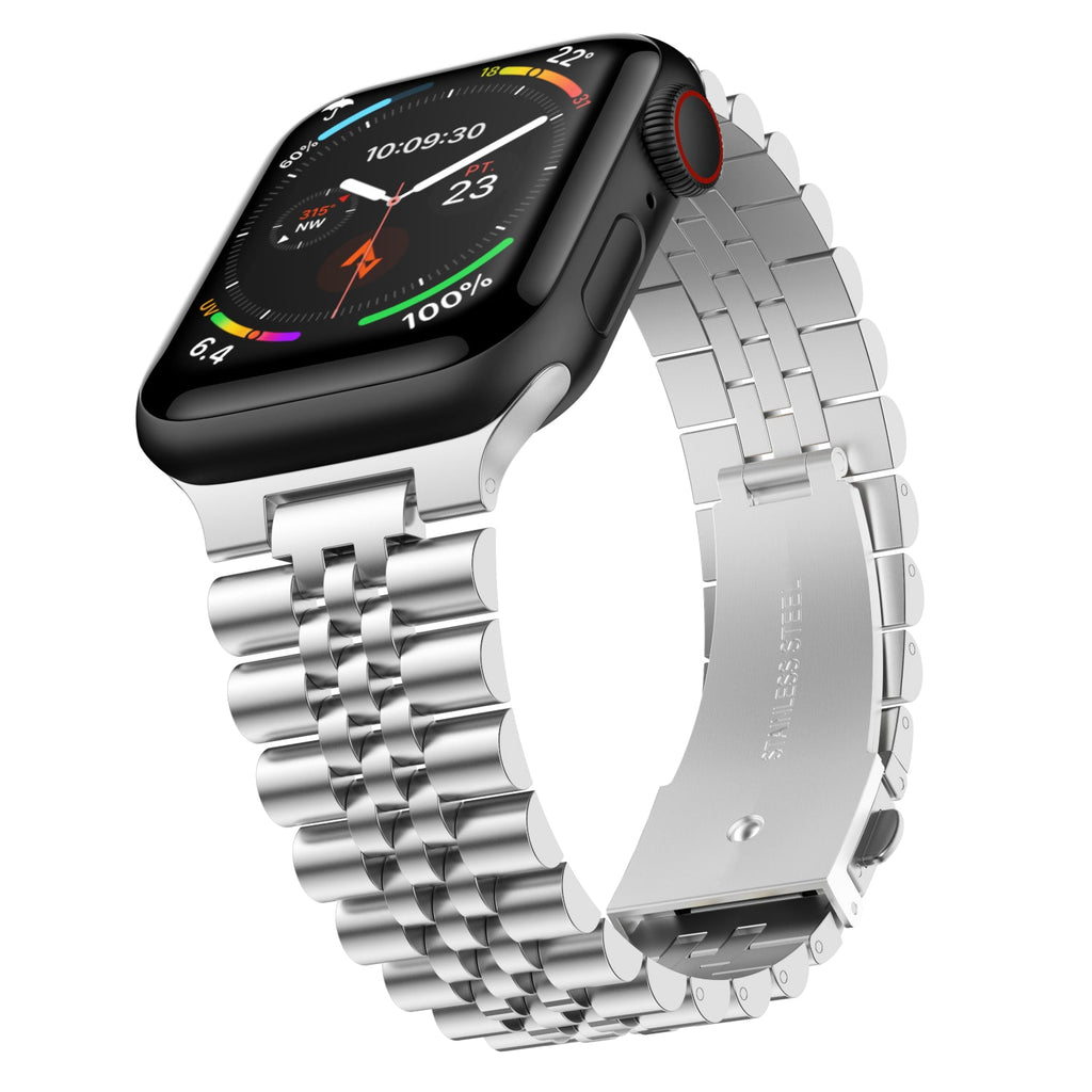 Stainless Steel Link Bracelet Band - The Perth in Silver Large - Compatible with Apple Watch Size 42 | SeeMyMails Marketplace