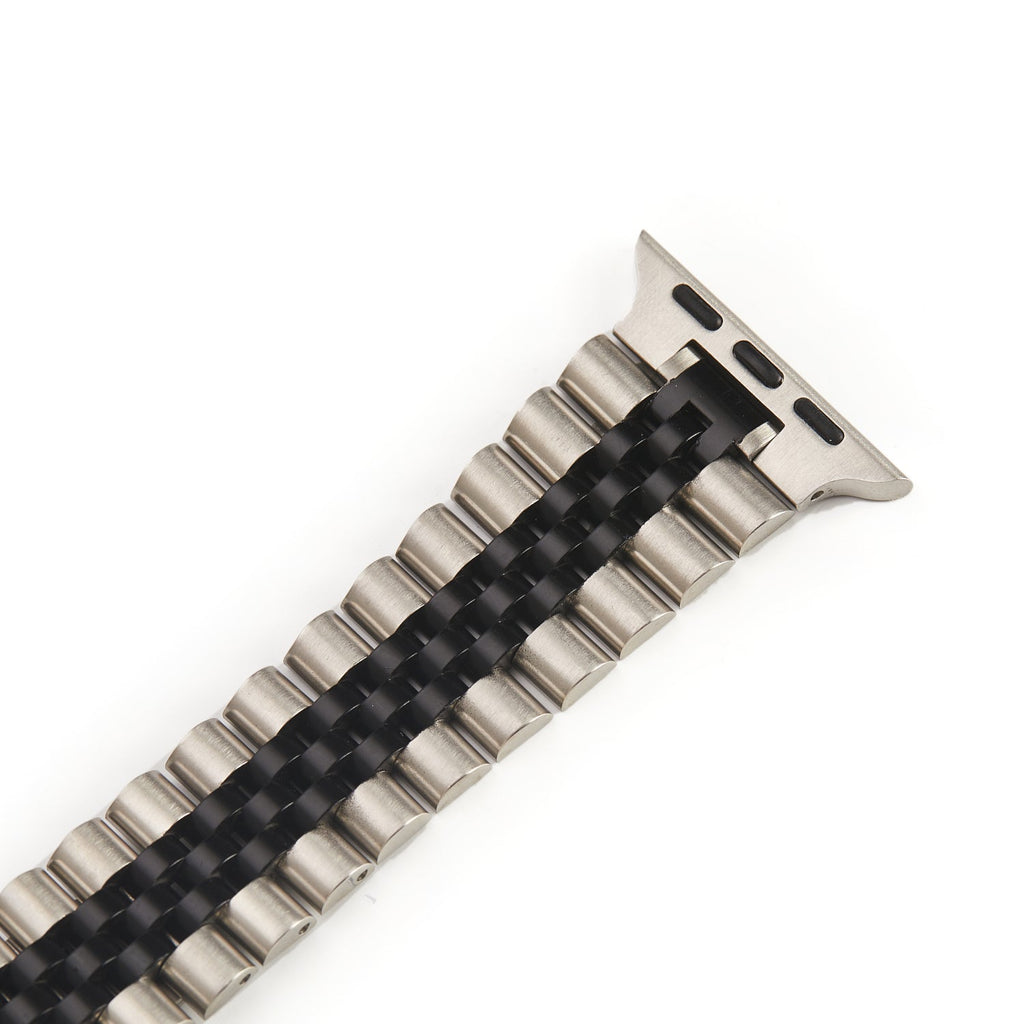 Stainless Steel Link Bracelet Band - The Perth in Silver and Black Large - Compatible with Apple Wat – product image 3 | SeeMyMails Marketplace