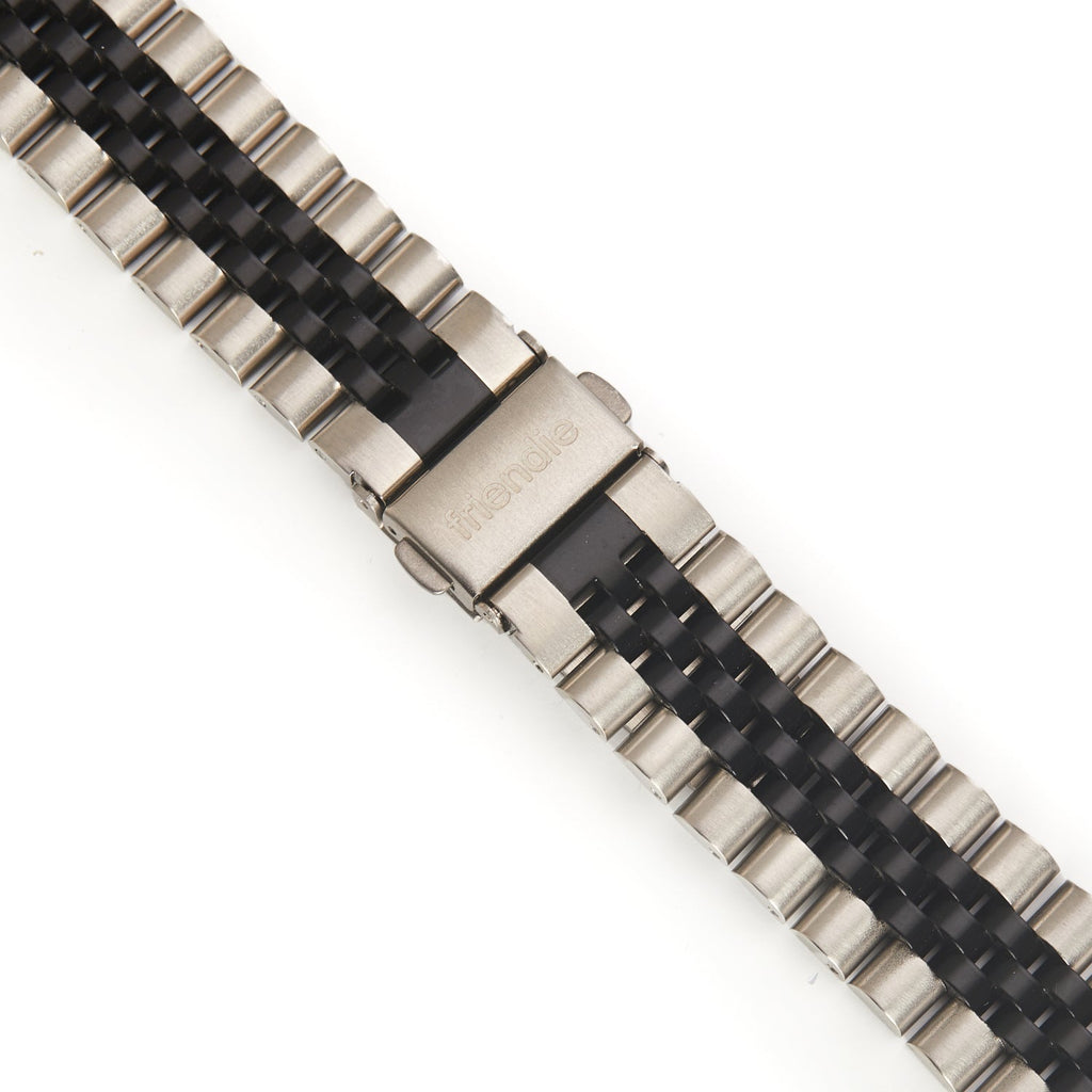 Stainless Steel Link Bracelet Band - The Perth in Silver and Black Large - Compatible with Apple Wat – product image 4 | SeeMyMails Marketplace