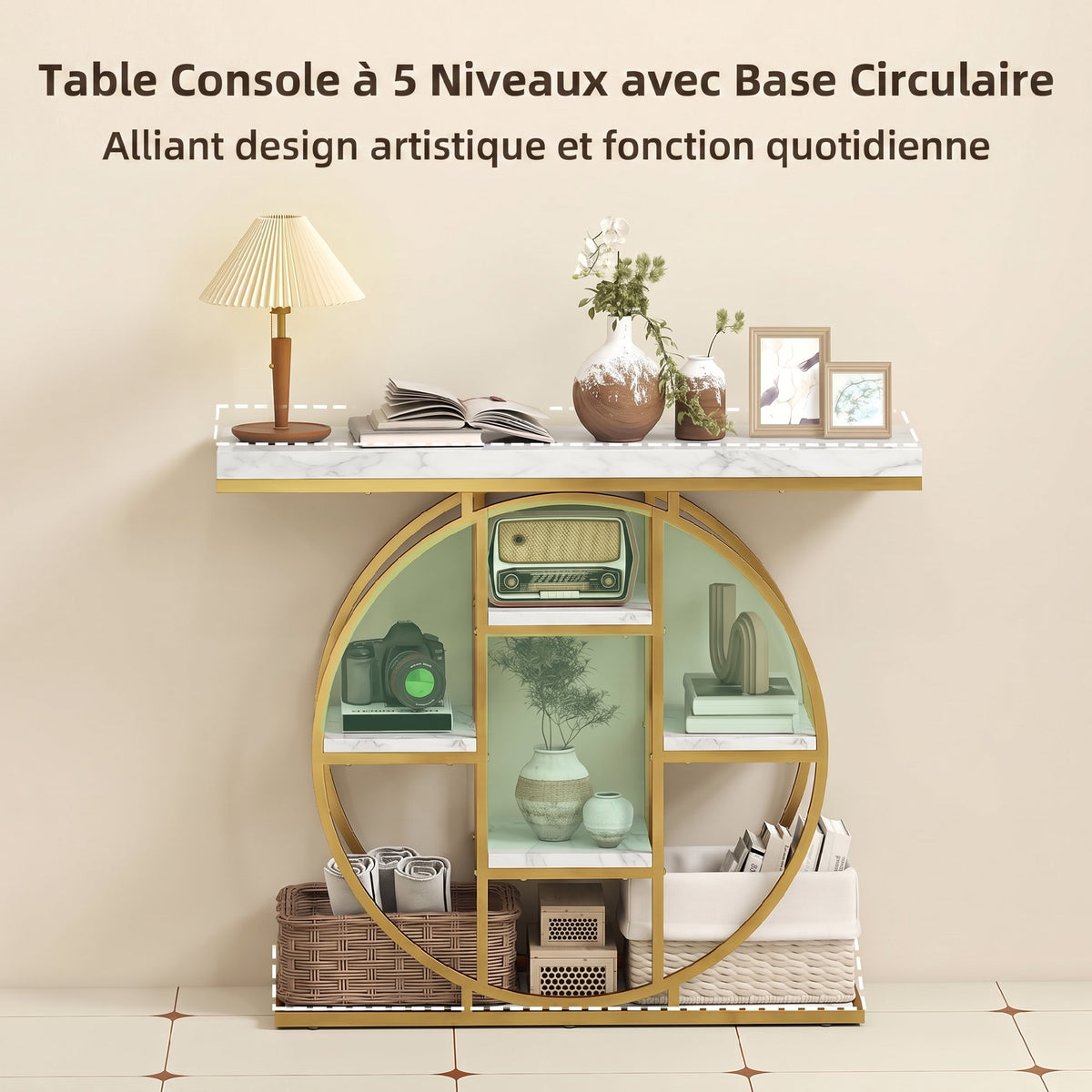 Table Console d'Entrée Meuble d'Entrée Industrielle 6 Étagères Rangement Plateau 4cm 100 x 30 x 81,5 – product view 8 | SeeMyMails Marketplace