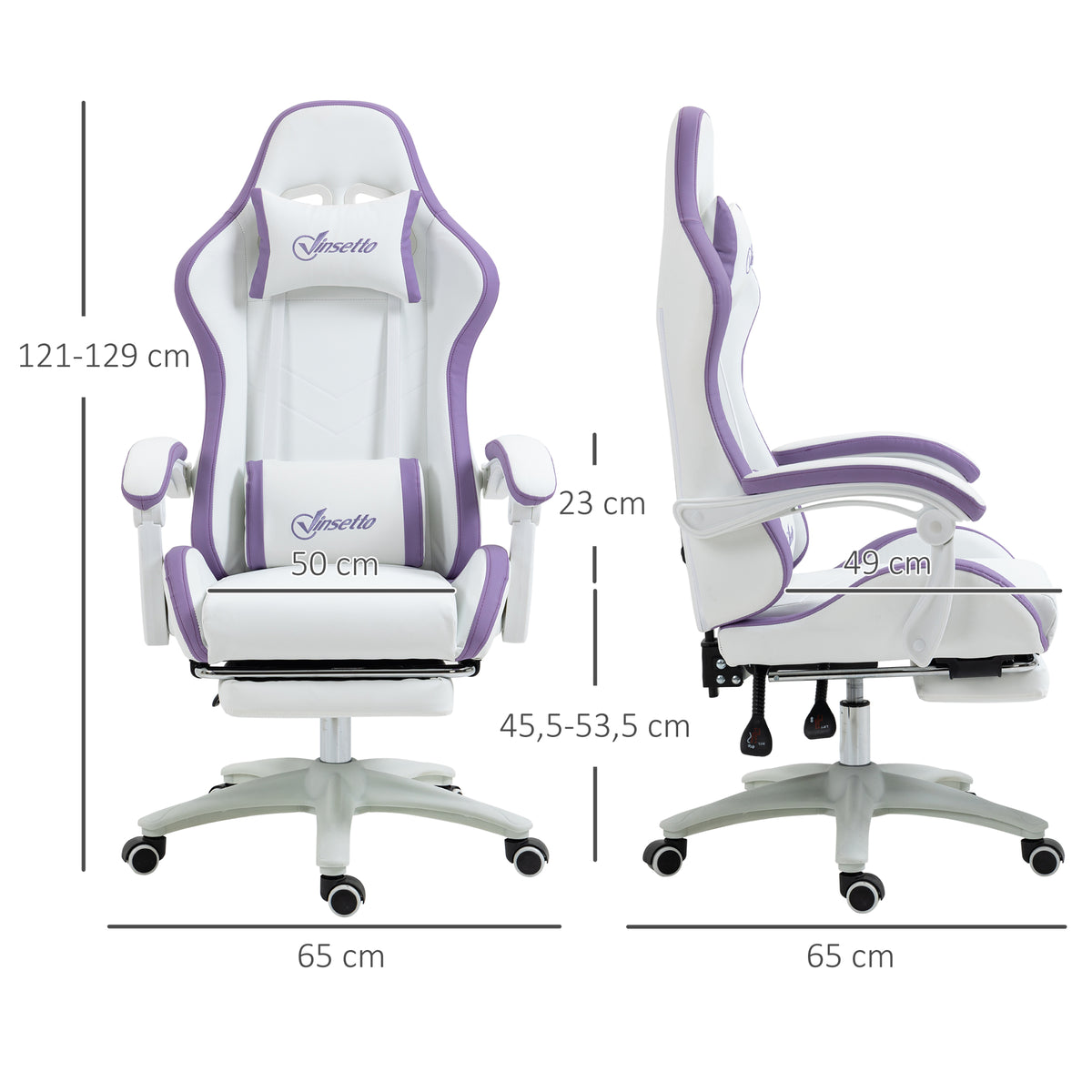 Chaise gaming fauteuil gaming ergonomique avec dossier inclinable à 135° et soutien lombaire, 65 x 6 – product view 2 | SeeMyMails Marketplace