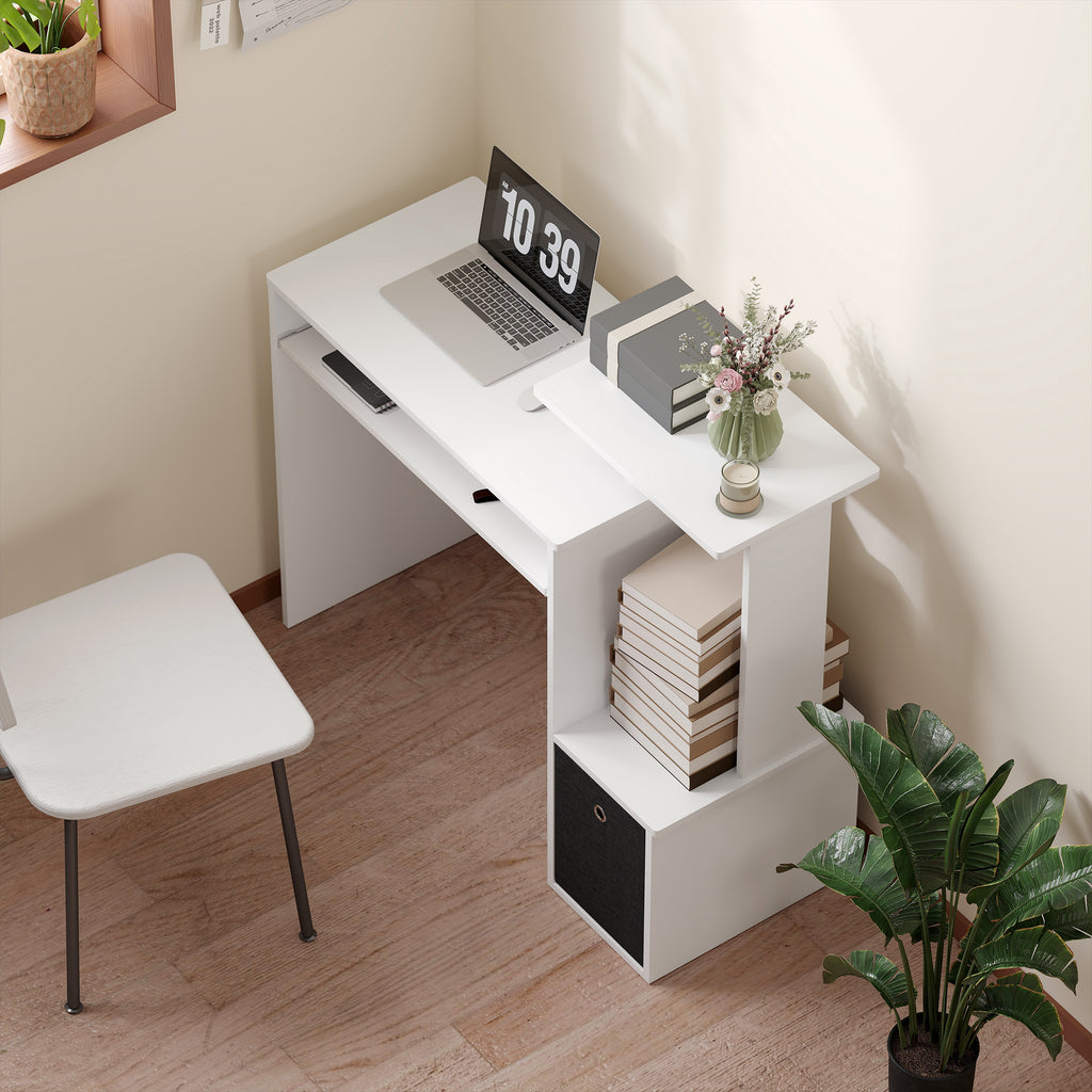Bureau Informatique multimédia étagères Tablette Clavier Panier Noir Panneaux Particules Blanc – product view 9 | SeeMyMails Marketplace