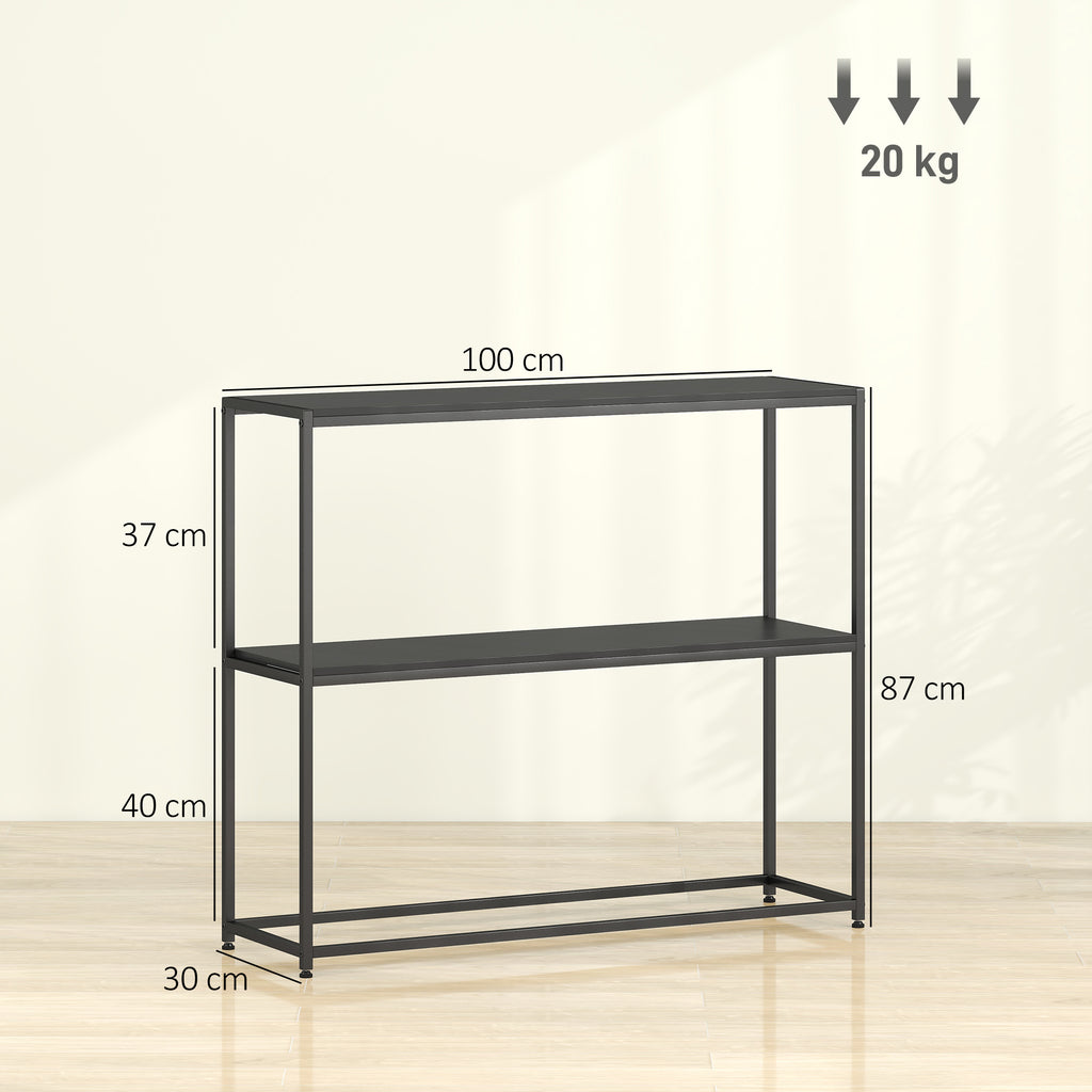 Table Console en Acier 2 Étagères Design Moderne pour Salon Entrée Couloir 100 x 30 x 87 cm Noir | SeeMyMails Marketplace