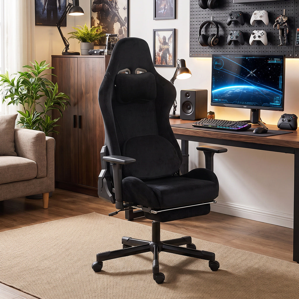 Chaise Gaming Ergonomique Massante et Coussin Lombaire Chauffant, Fauteuil Gaming Inclinable en Lin, – product view 5 | SeeMyMails Marketplace