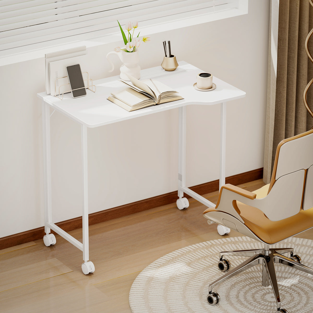 Bureau Pliable 80 x 52 cm, Bureau Ordinateur sur Roulettes avec Fente d'Appareil, Montage Facile, Bl – product view 3 | SeeMyMails Marketplace