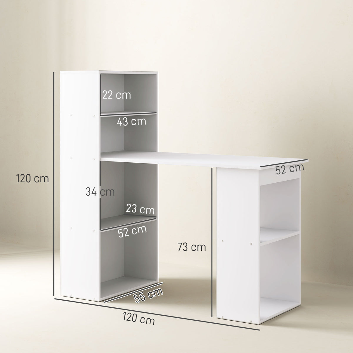 Bureau informatique, bureau avec rangement, 6 compartments ouverts, table d'ordinateur pour chambre, – product view 10 | SeeMyMails Marketplace
