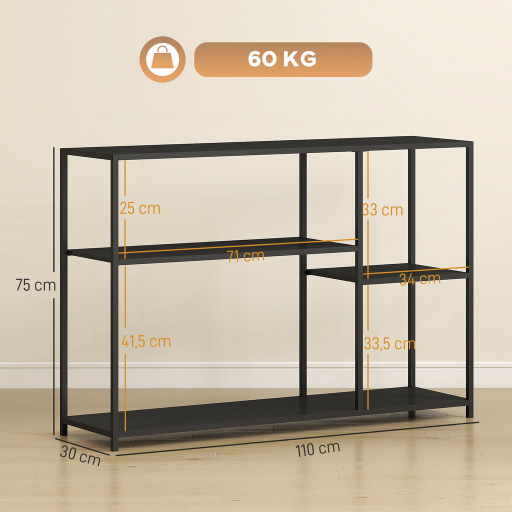Console meuble étroite à 4 niveaux style industriel cadre en acier, 110 x 30 x 75 cm, noir – product image 7 | SeeMyMails Marketplace
