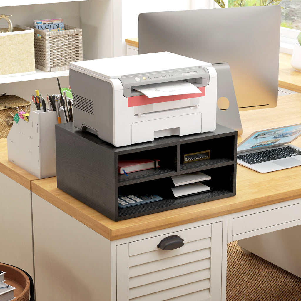 Organiseur bureau aspect noir avec 3 compartiments fournitures support d'imprimante 47 x 40 x 22,5 c – product view 9 | SeeMyMails Marketplace