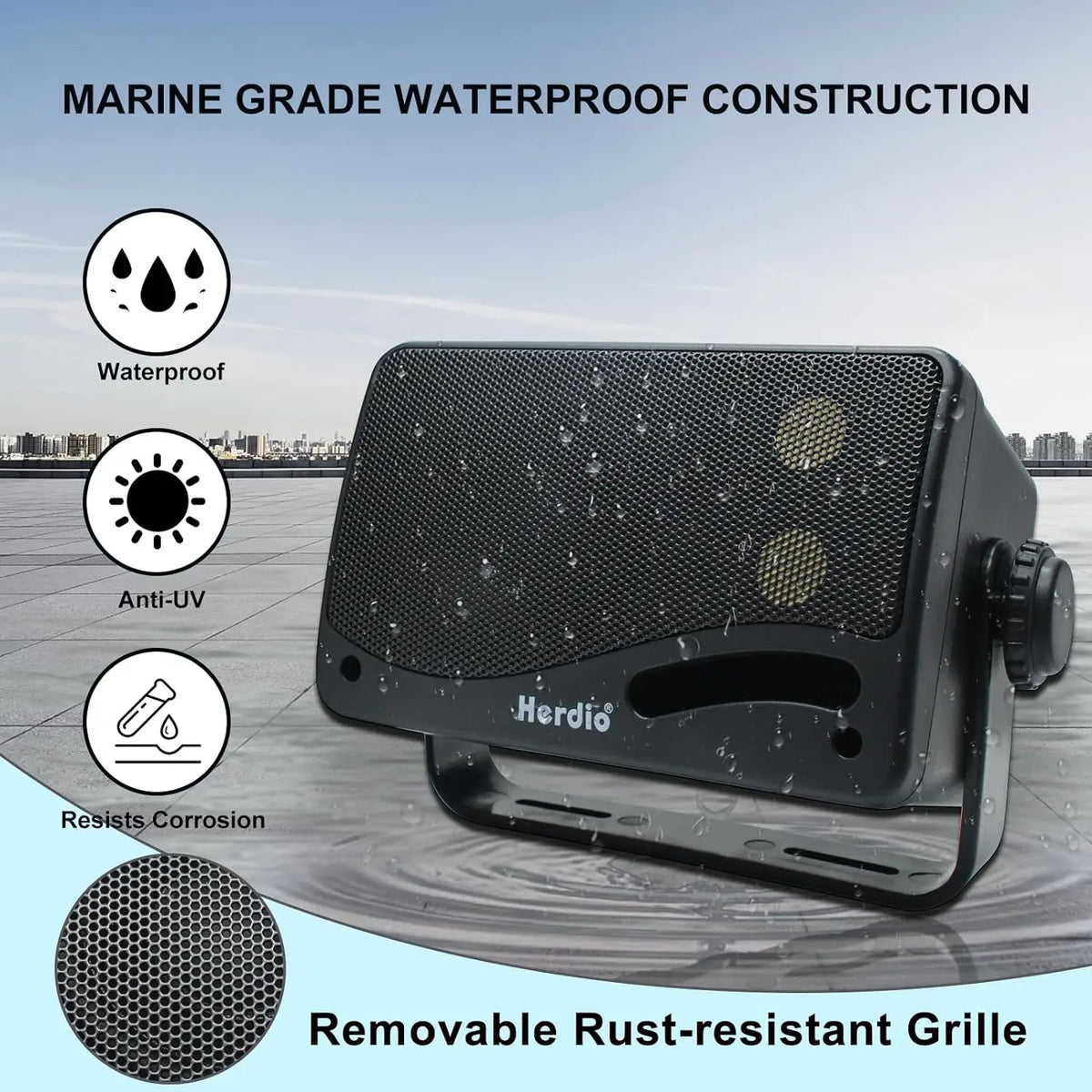 3-Way Waterproof Wall Mount Speakers Black – product image 3 | SeeMyMails Marketplace