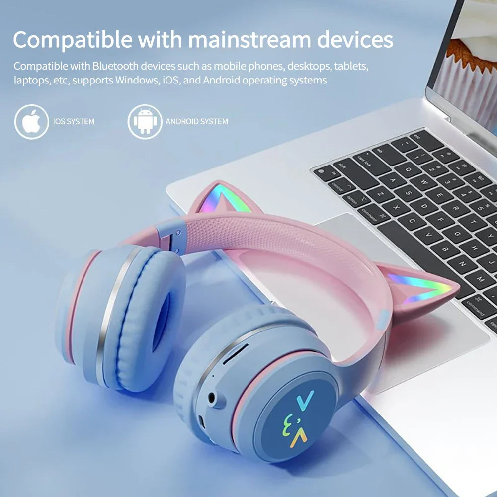 Cat Ear Wireless Bluetooth Headphone Blue – product view 3 | SeeMyMails Marketplace