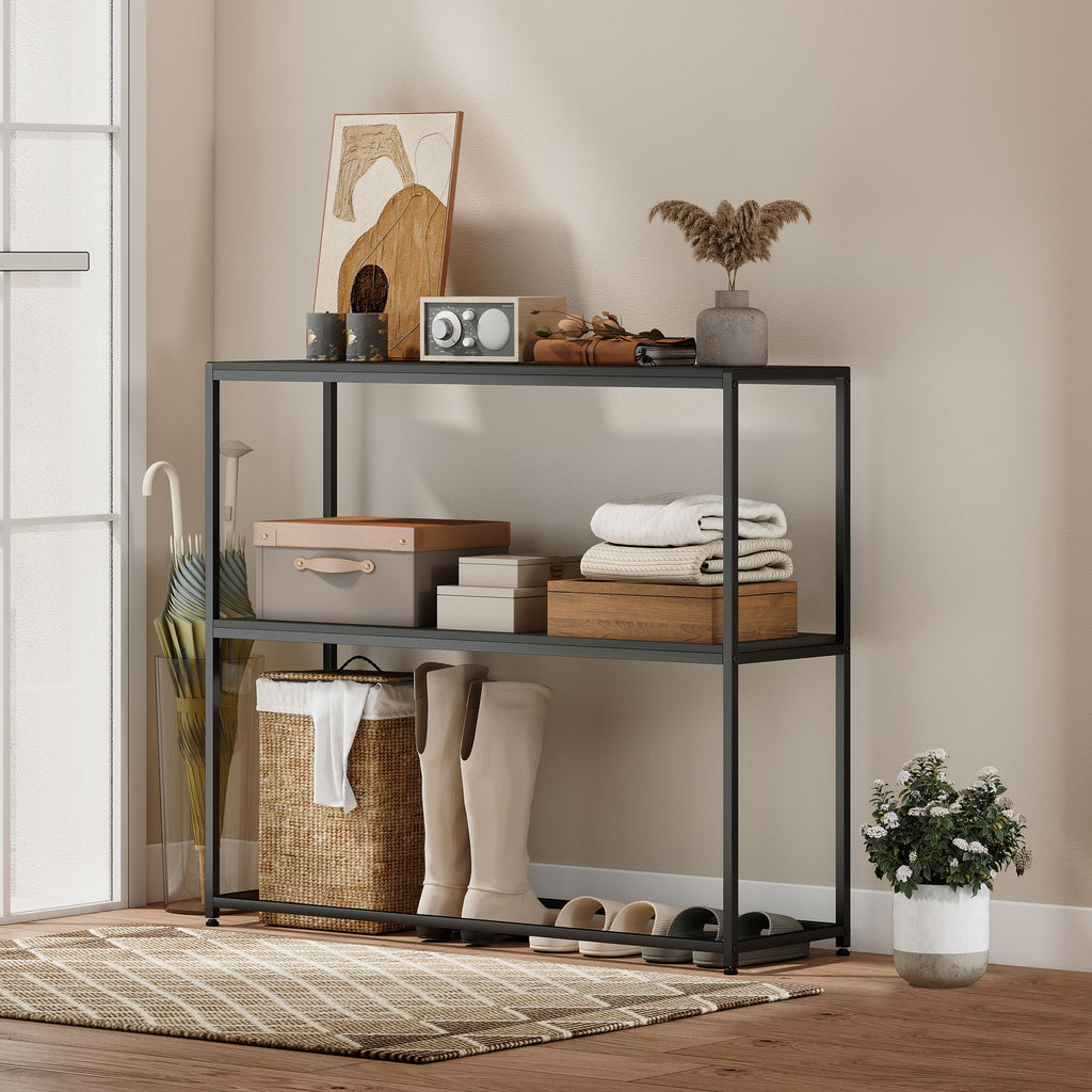Table Console en Acier 2 Étagères Design Moderne pour Salon Entrée Couloir 100 x 30 x 87 cm Noir – product image 8 | SeeMyMails Marketplace