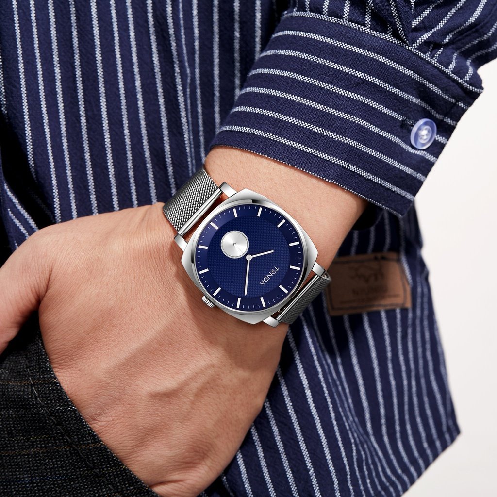 Trnda Men's Stainless Steel Watch, Blue Dial | Trn-Sq45-Sl – product image 2 | SeeMyMails Marketplace