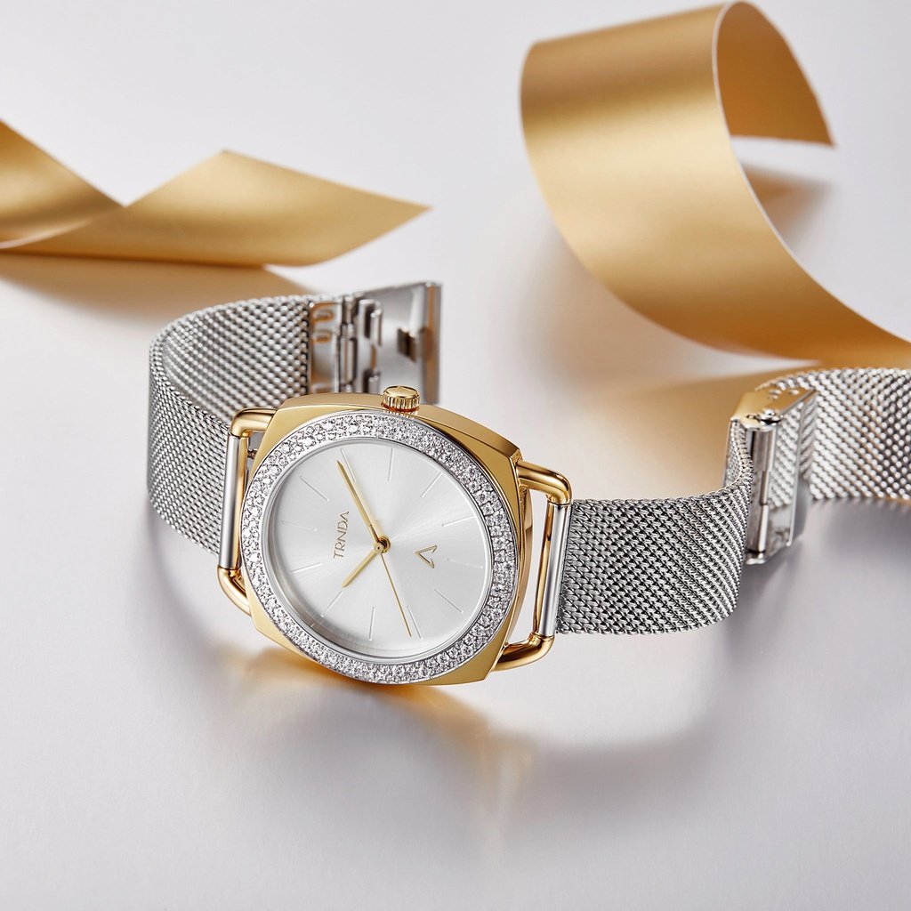 Trnda Women's Stainless Steel Gold Watch, Silver Dial | Trnda-W35.8 – product image 2 | SeeMyMails Marketplace