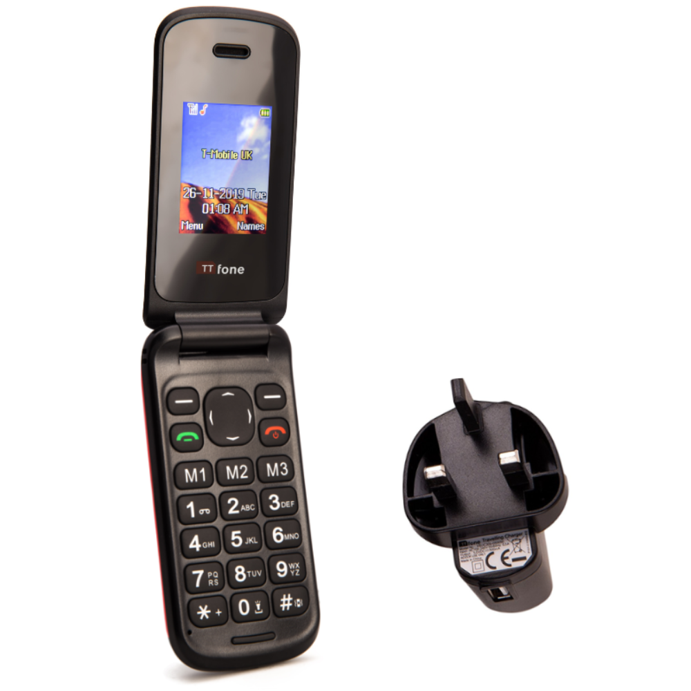 Used - TTfone TT140 Red Flip Folding Phone with Mains Charger, Vodafone Pay As You Go – product image 3 | SeeMyMails Marketplace
