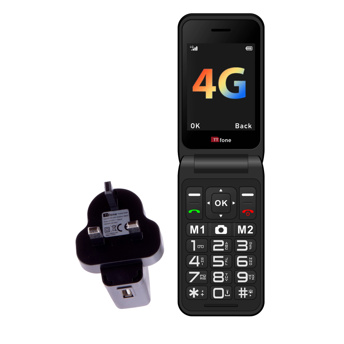 TTfone Black TT760 4G Flip 4G Mobile with Mains Charger, O2 SIM – product image 4 | SeeMyMails Marketplace