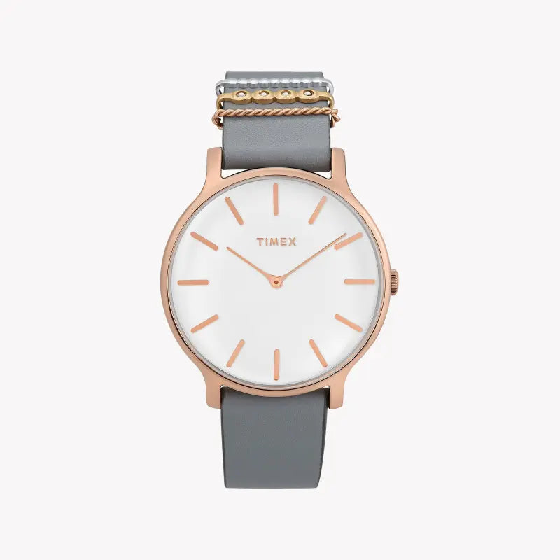 Timex Women's Gray Leather Watch, White Dial | Tw2t45400 – product image 4 | SeeMyMails Marketplace