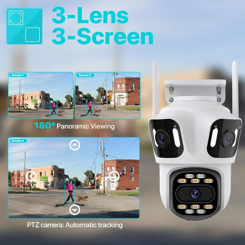 Three Lens 6K HD Outdoor WiFi Security Camera – product view 3 | SeeMyMails Marketplace