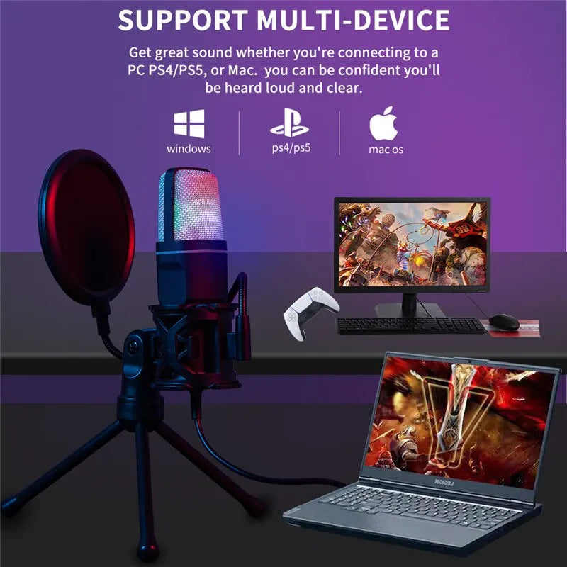 USB RGB Microphone Gaming Mic for Podcast & Streaming | SeeMyMails Marketplace